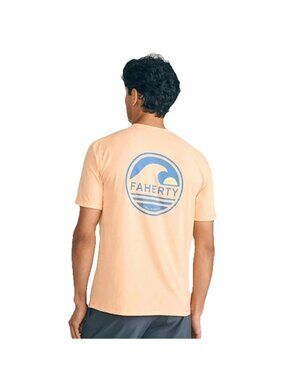 Faherty Shorelite Performance Tech Tee Men's Medium Passion Peach UPF 50
